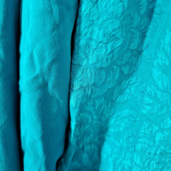 Vintage Fu Da Silk XL Teal Blue Silk Nylon Jacket Zip & Button Pockets ~JA106.13 - Picture 10 of 10